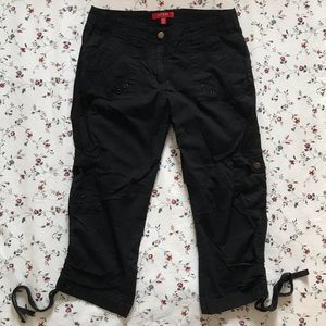Guess, Black Capris Cargo Pants, XS